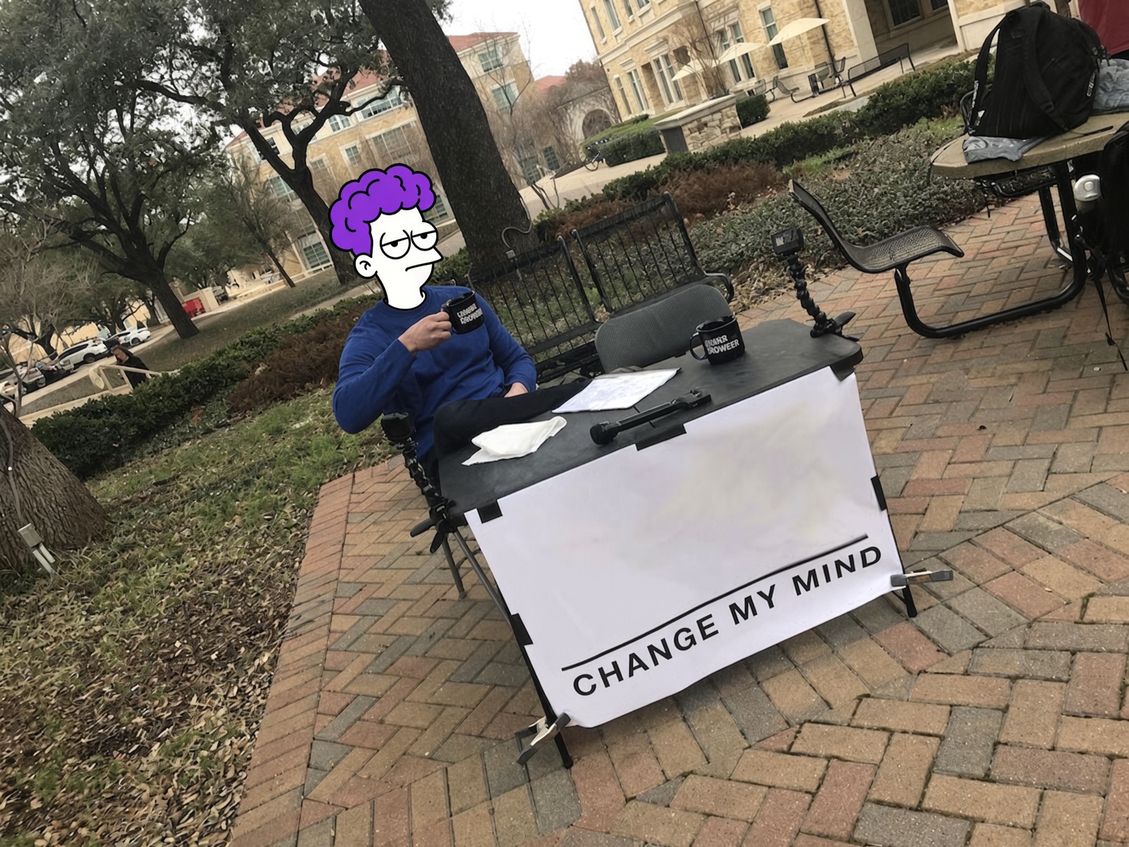 Mascot at a change my mind table